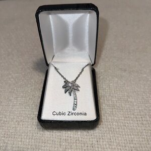 Silver Palm Tree Pendant Necklace